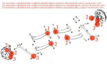Сайлентблок рычага заднего поперечного и цапфы (верх.) Geely CK/CK2 KLM